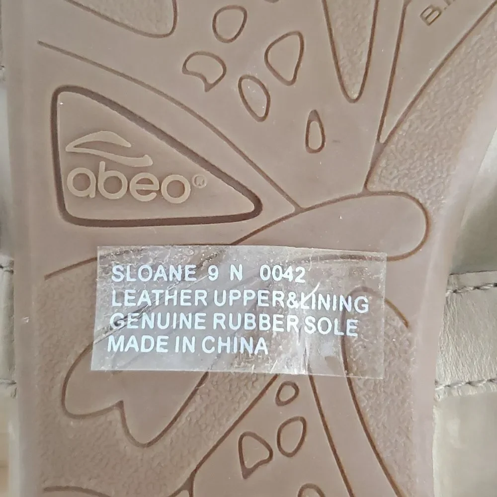 abeo B.I.O. System Sloane Leather Flat Sandals Tan Size 9N
